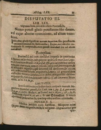 Disputatio III. Lex LXX. - LXXIV.