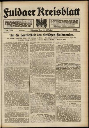 Erste Ausgabe vom Dienstag, den 29. Oktober 1912.