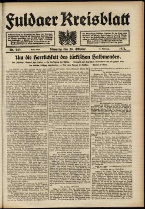 Erste Ausgabe vom Dienstag, den 29. Oktober 1912.