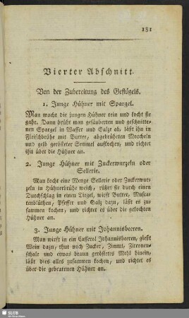 Vierter Abschnitt. Von der Zubereitung des Geflügels