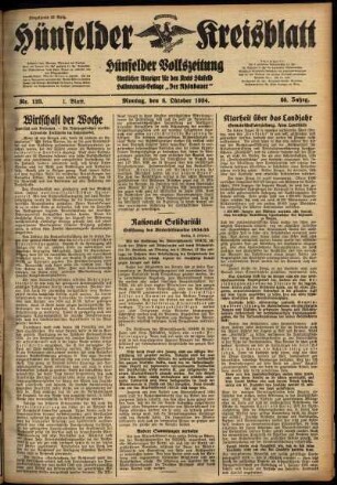 Erste Ausgabe vom Montag, den 08. Oktober 1934.