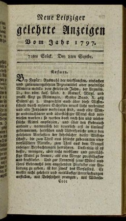 72tes Stück. Den 8ten Septbr.