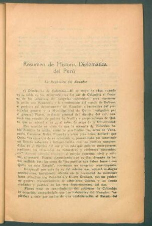 Resúmen de Historia Diplomática del Perú