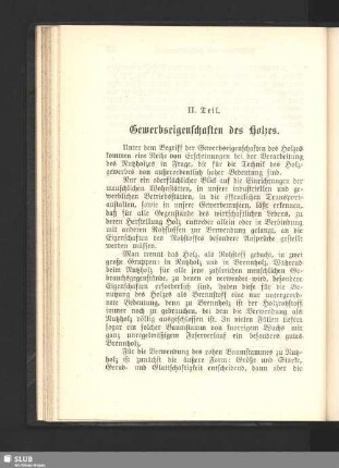 II. Teil. Gewerbseigenschaften des Holzes