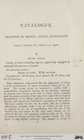 Catalogue Of The Drawings By Michel Angelo Buonarroti
