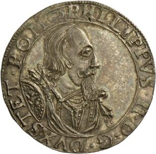 Vierteltaler von Philipp II. von Pommern auf den Tod seiner Stiefmutter Anna von Schleswig-Holstein-Sonderburg, 1616