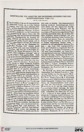 Ausstellung von Arbeiten des Modernen österreichischen Kunsthandwerks Wien 1923