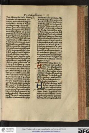 De nominis interpretatione. Appollinaris dicitur a pollens et ares virtus quasi pollens virtutibus...