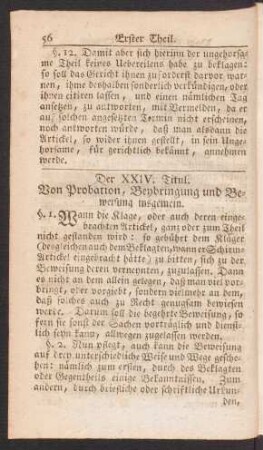 Der XXIV. Titul. Von Probation, Beybringung und Beweisung insgemein