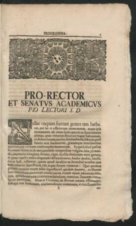 Pro-Rector Et Senatus Academicus Pio Lectori S. D.