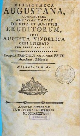 Bibliotheca Augustana : Complectens Notitias Varias De Vita Et Scriptis Eruditorum, Quos Avgvsta Vindelica Orbi Litterato Vel Dedit Vel Aluit. 11, Alphabetum XI