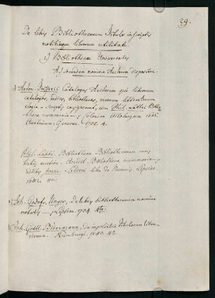 29-33, C. De libris bibliothecarum titulo inseriptis, notifiaeque librorum utilitate