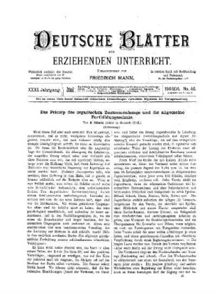Das Prinzip des organischen Zusammenhangs und die allgemeine Fortsbildungsschule : (Fortsetzung)