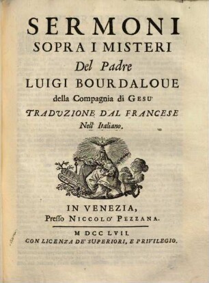 Sermoni sopra i Misteri : Traduzione dal Francese nell' Italiano