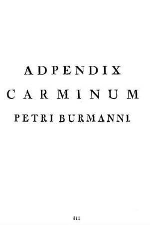 Adpendix Carminum Petri Burmanni