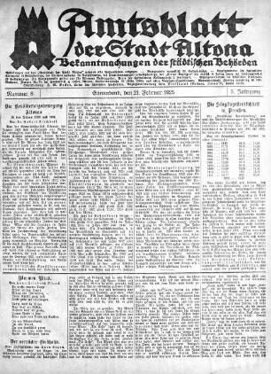Nummer 8 : Sonnabend, den 21. Februar 1925