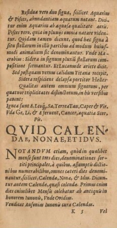 Qvid calendae, nonae, et idvs.