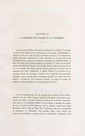 Chapitre XI. La peinture de paysage et la technique