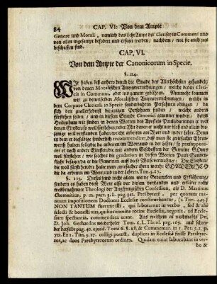 CAP. VI. Von dem Ampte der Canonicorum in Specie.
