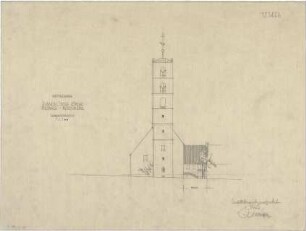 Gsaenger, Gustav; Sulzbach - Rosenberg (Bayern); Ev. Christus Kirche - Wettbewerbsplan, Nordostseite (Ansicht)