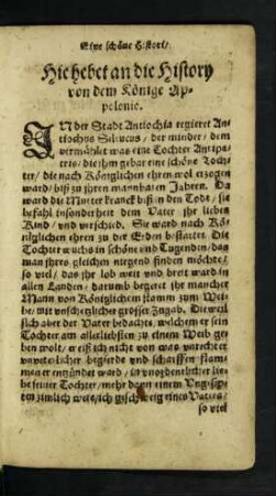 Hie hebet an die History vom dem Könige Appolonio.