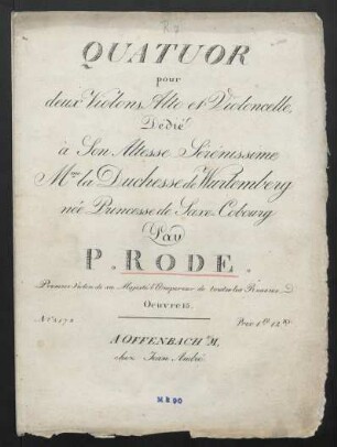 Quatuor pour deux violons, alto et violoncelle, op. 15
