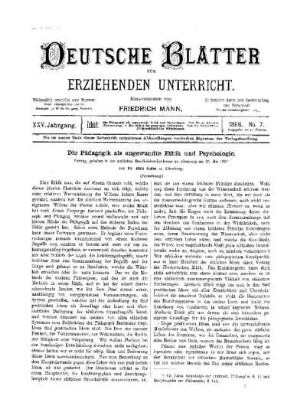 Die Pädagogik als angewandte Ethik und Psychologie : (Fortsetzung)