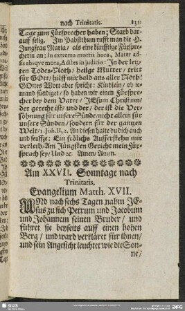 Am XXVII. Sonntage nach Trinitatis. Evangelium Matth. XVII