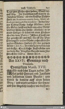 Am XXVII. Sonntage nach Trinitatis. Evangelium Matth. XVII