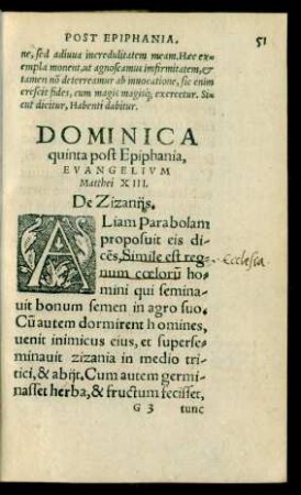 Dominica quinta post Epiphania ...