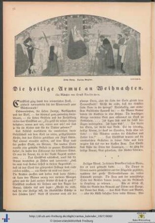 Die heilige Armut an Weihnachten.