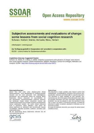 Subjective assessments and evaluations of change: some lessons from social cognition research