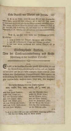 Siebenzehnte Lection. Von der Constructionsordnung und Rechtschreibung in der deutschen Sprache