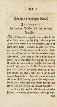 Acht und dreyßigster Brief. Fortsetzung des vorigen Briefes und der vorigen Geschichte.