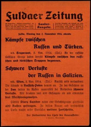 Zweite Ausgabe vom Montag, den 02. November 1914.