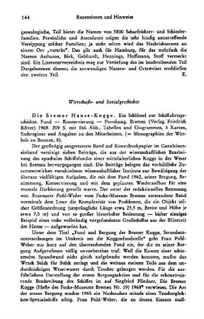 Rezensionen und Hinweise : Wirtschafts- und Sozialgeschichte