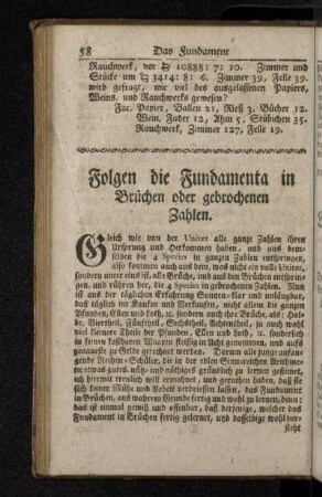 Folgen die Fundamenta in Brüchen oder gebrochenen Zahlen.