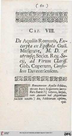 Cap. VIII: De aquilis romanis [...]