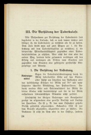 III. Die Verhütung der Tuberkulose
