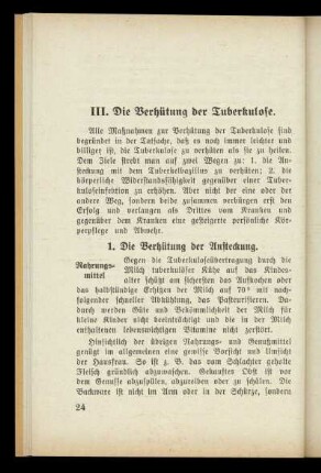 III. Die Verhütung der Tuberkulose