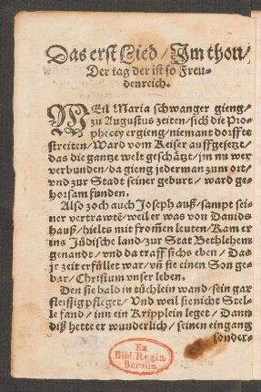 Das erst Lied/ Jm Thon/|| Der tag der ist so Freudenreich. ||