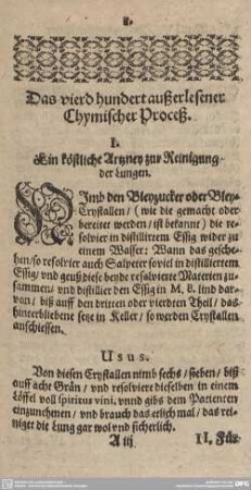Das vierd hundert außerlesener Chymischer Proceß.