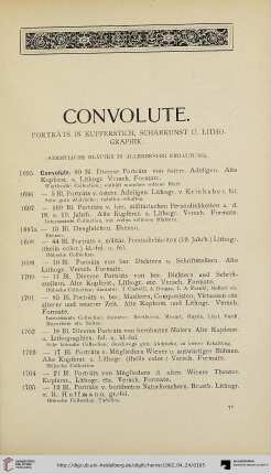 Convolute: Porträts in Kuperstich, Schabkunst u. Lithographie (Nr. 1695-1798)