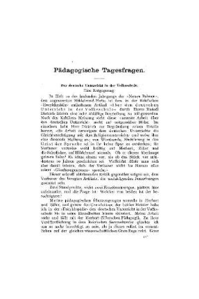 Pädagogische Tagesfragen