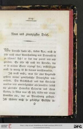 Neun und zwanzigster Brief