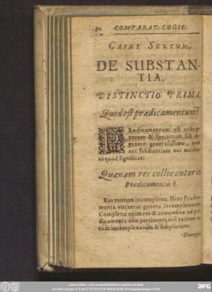 Caput Sextum. De Substantia.