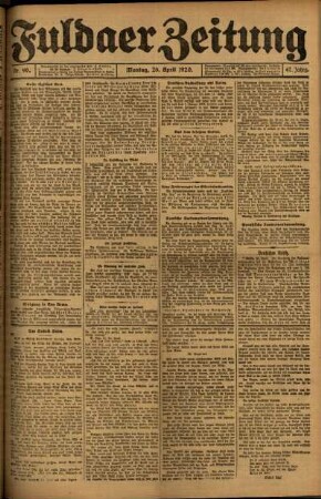 Ausgabe vom Montag, den 26. April 1920.