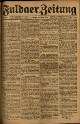 Ausgabe vom Montag, den 26. April 1920.