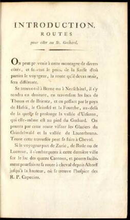 Introduction. Routes pour aller au St. Gothard