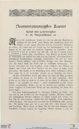 Neunundzwanzigstes Kapitel: Kunst und Handfertigkeit in Spezialschulen